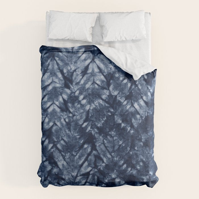 Indigo Blue Shibori Tie Dye, Boho Art Duvet Cover Gallery Image 6