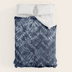 Indigo Blue Shibori Tie Dye, Boho Art Duvet Cover Gallery Image 6