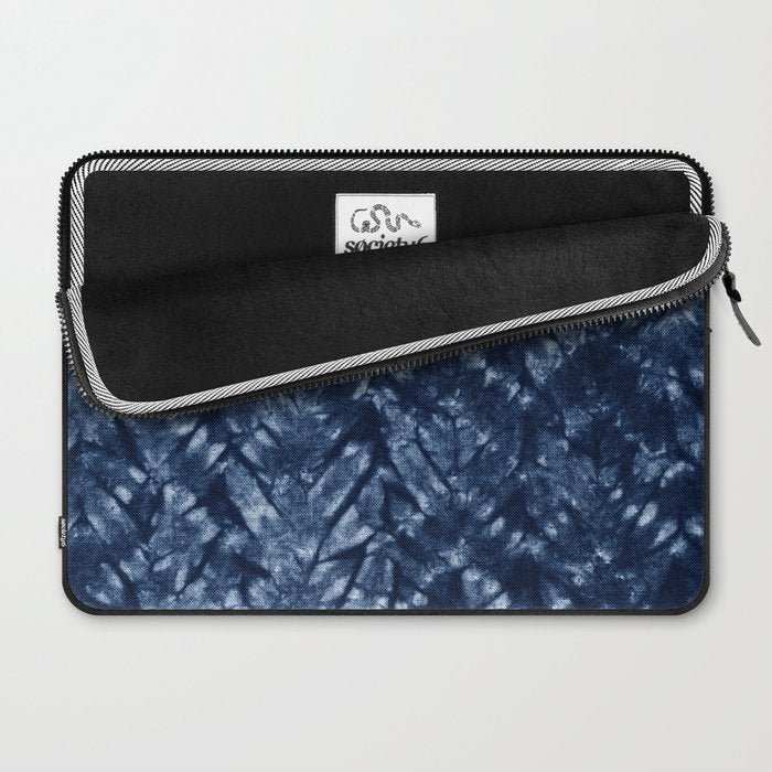 Indigo Blue Shibori Tie Dye, Boho Art Laptop Sleeve Gallery Image 2