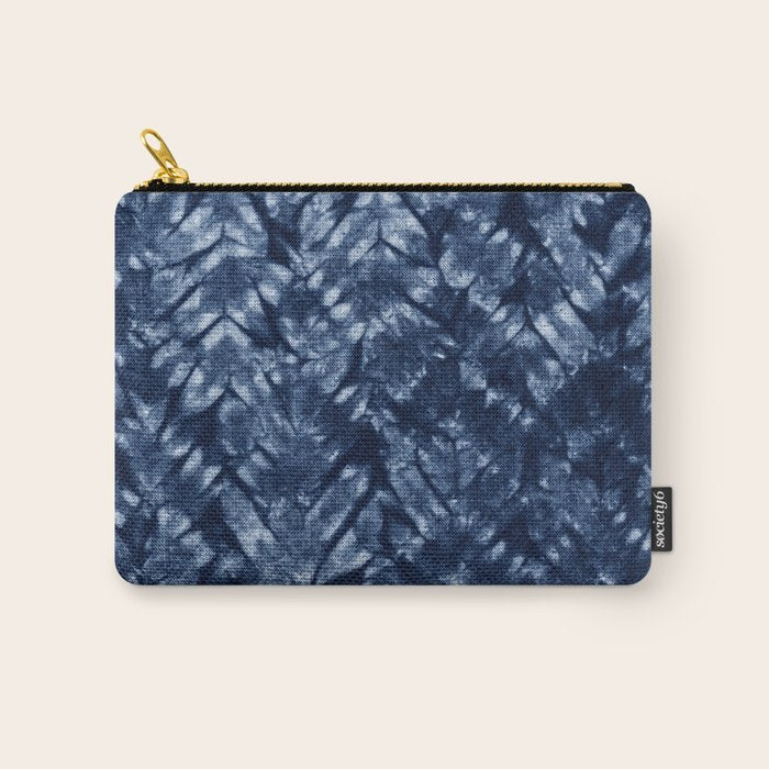 Indigo Blue Shibori Tie Dye, Boho Art Carry All Pouch Gallery Image 1