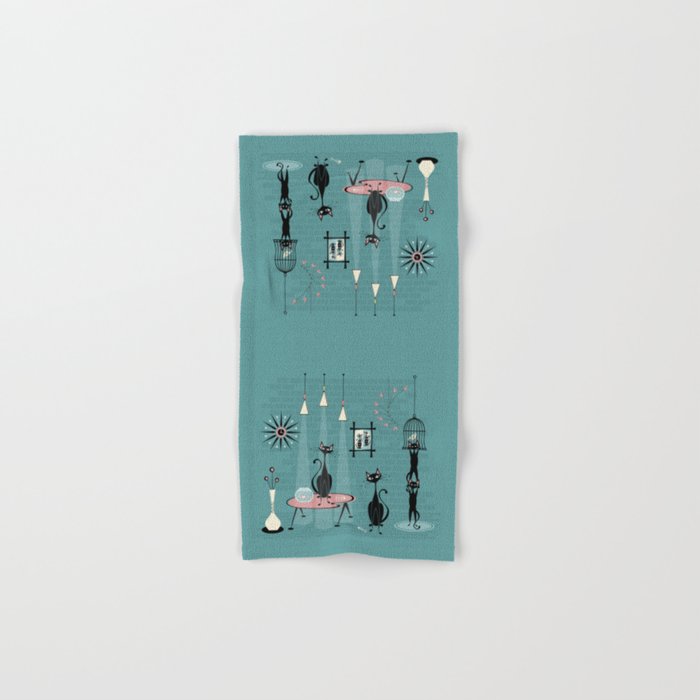 Mid Century Kitty Mischief - ©studioxtine Hand & Bath Towel Gallery Image 1