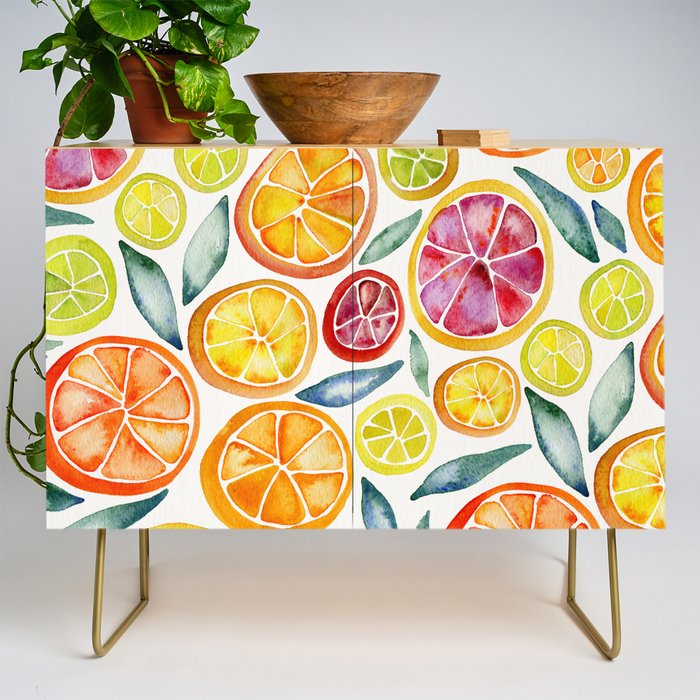 Sliced Citrus Watercolor Credenza Gallery Image 1