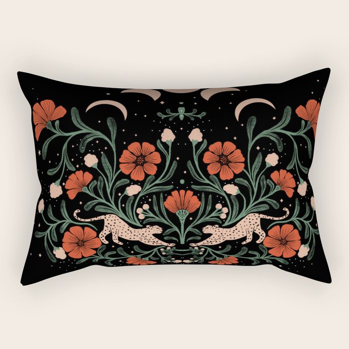 Modern tigers with red poppies Rectangular Pillow Gallery Image 2