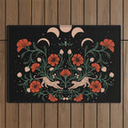 Modern tigers with red poppies Outdoor Rug Gallery Image 1