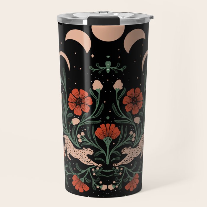 Modern tigers with red poppies Travel Mug Gallery Image 1