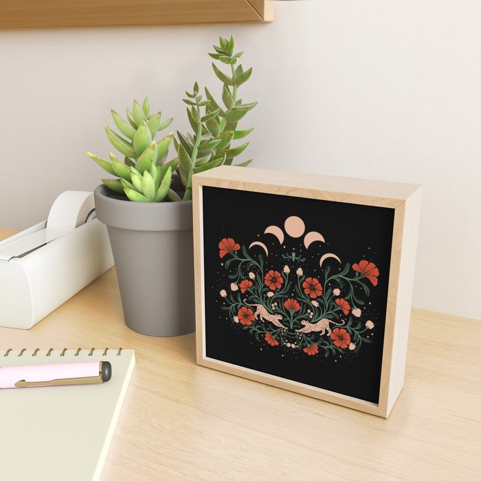 Modern tigers with red poppies Mini Art Print Gallery Image 2