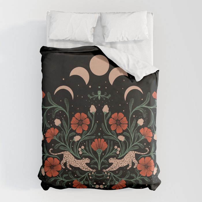 Modern tigers with red poppies Duvet Cover Gallery Image 1