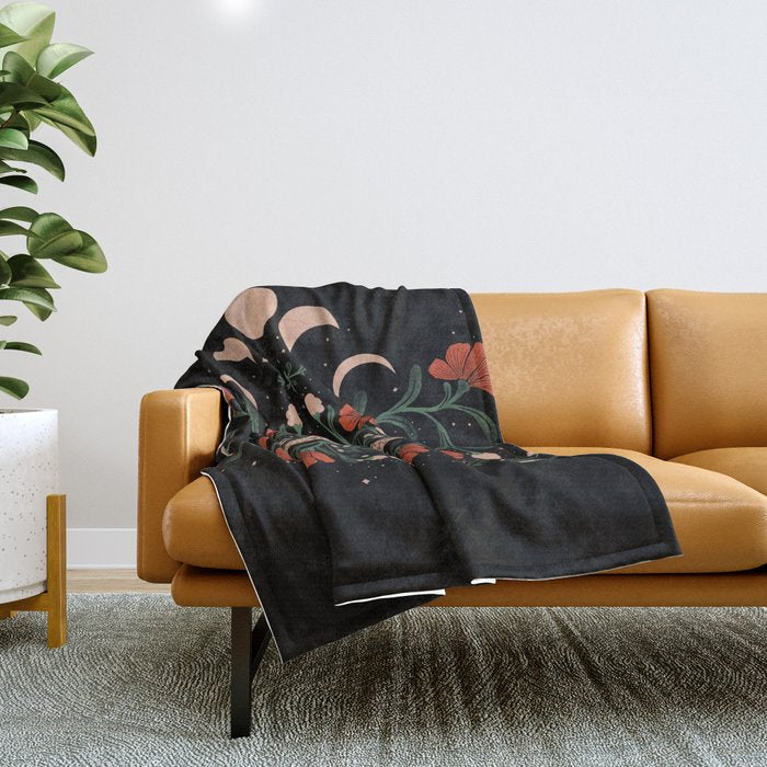 Modern tigers with red poppies Throw Blanket Gallery Image 1
