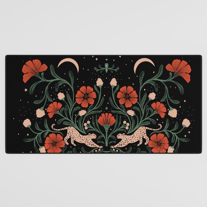Modern tigers with red poppies Desk Mat Gallery Image 3