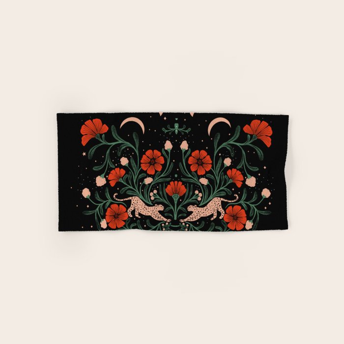 Modern tigers with red poppies Bath Towel Gallery Image 1