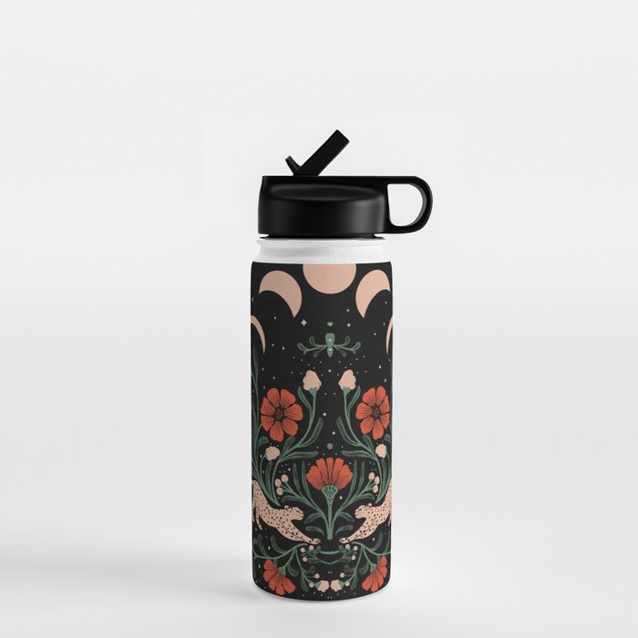 Modern tigers with red poppies Water Bottle Gallery Image 1