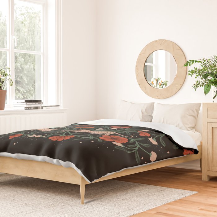 Modern tigers with red poppies Duvet Cover Gallery Image 2