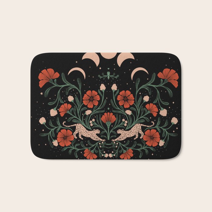 Modern tigers with red poppies Bath Mat Gallery Image 1