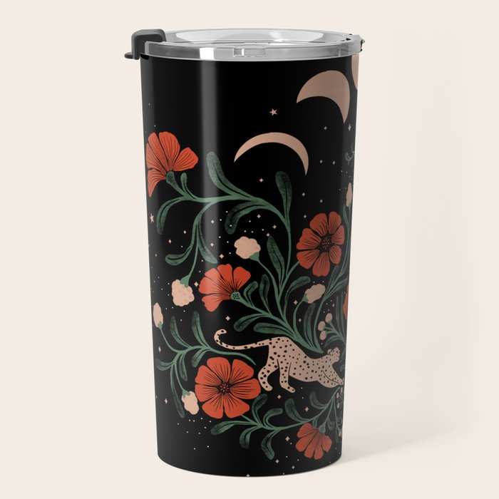 Modern tigers with red poppies Travel Mug Gallery Image 3
