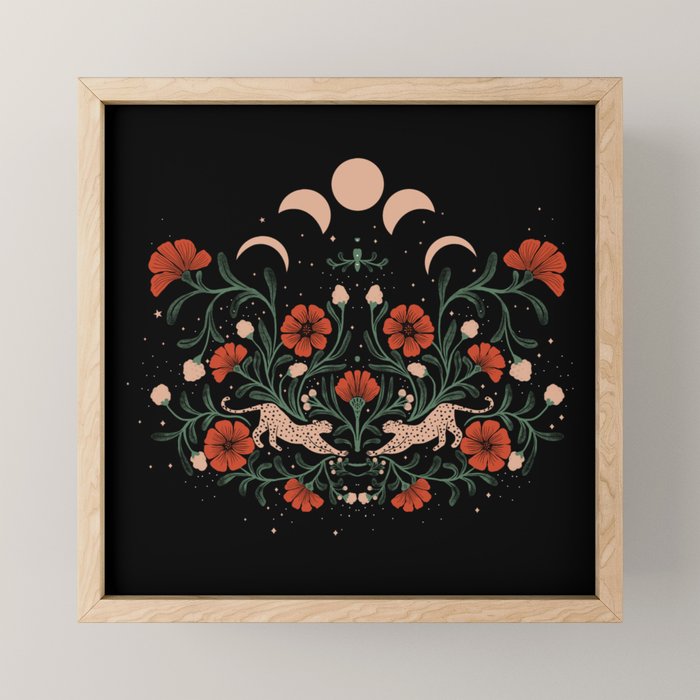 Modern tigers with red poppies Mini Art Print Gallery Image 1