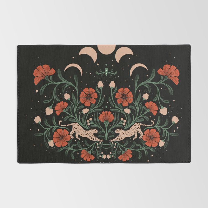 Modern tigers with red poppies Rug Gallery Image 2