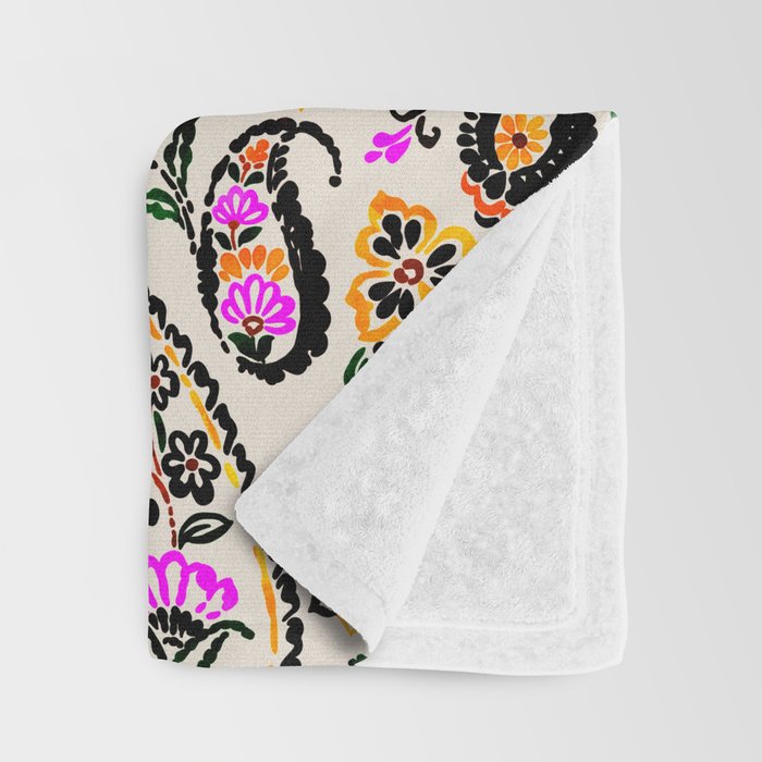 Vibrant paisley print Throw Blanket Gallery Image 3
