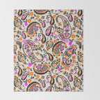 Vibrant paisley print Throw Blanket Gallery Image 2