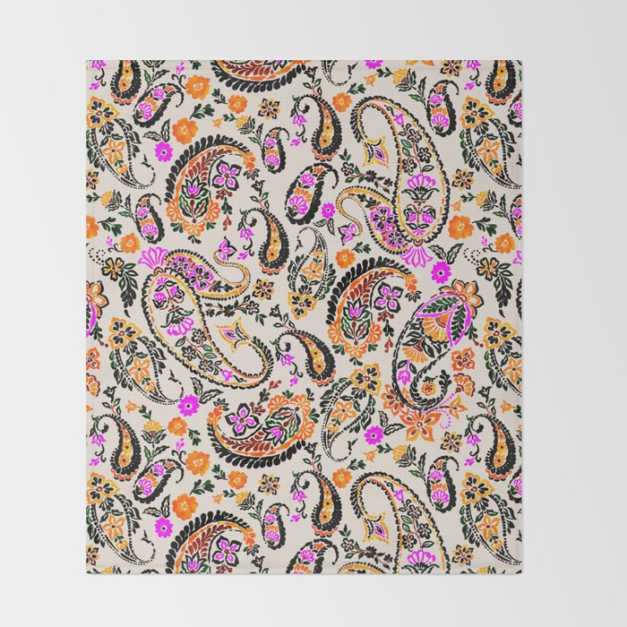 Vibrant paisley print Throw Blanket Gallery Image 2