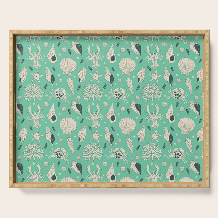 Ocean Crustaceans And Nautical Seashells Serving Tray Gallery Image 1