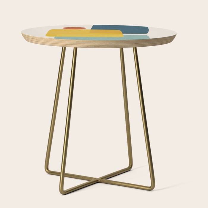 MCM Abstract Shapes Navy Mustard Red I Side Table Gallery Image 1