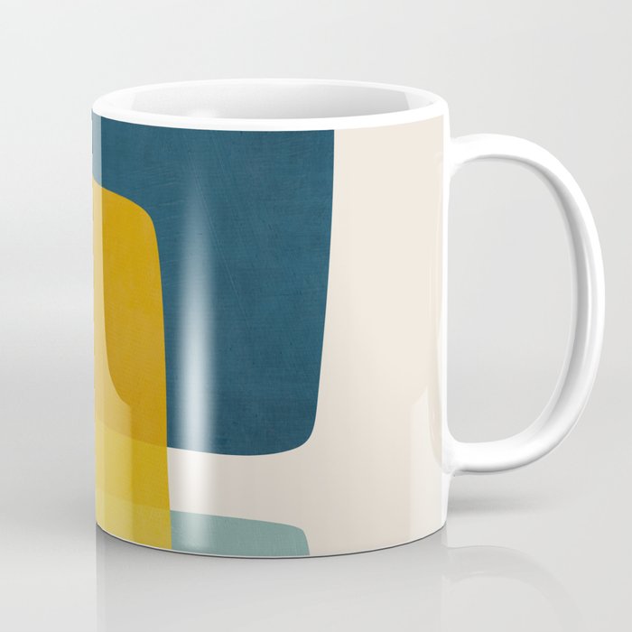 MCM Abstract Shapes Navy Mustard Red I Coffee Mug Gallery Image 1