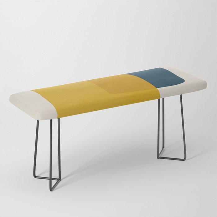 MCM Abstract Shapes Navy Mustard Red I Bench Gallery Image 1