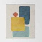 MCM Abstract Shapes Navy Mustard Red I Throw Blanket Gallery Image 2