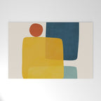 MCM Abstract Shapes Navy Mustard Red I Welcome Mat Gallery Image 1