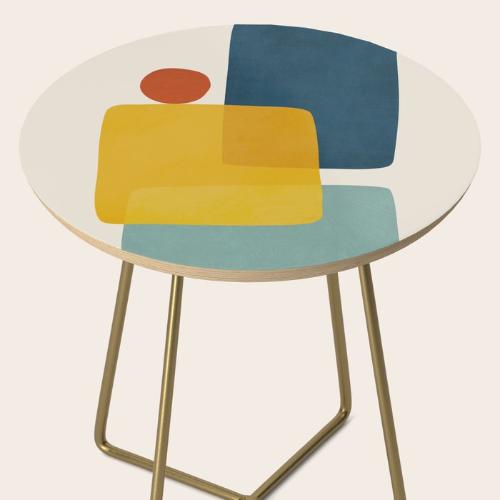 MCM Abstract Shapes Navy Mustard Red I Side Table Gallery Image 2