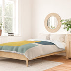 MCM Abstract Shapes Navy Mustard Red I Duvet Cover Gallery Image 2