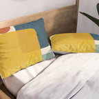 MCM Abstract Shapes Navy Mustard Red I Pillow Sham Gallery Image 2