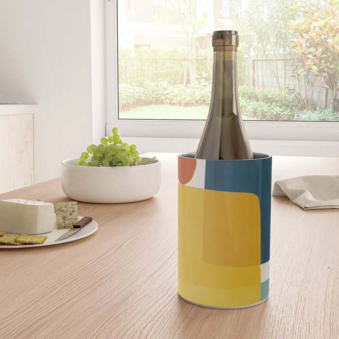 MCM Abstract Shapes Navy Mustard Red I Wine Chiller Gallery Image 4