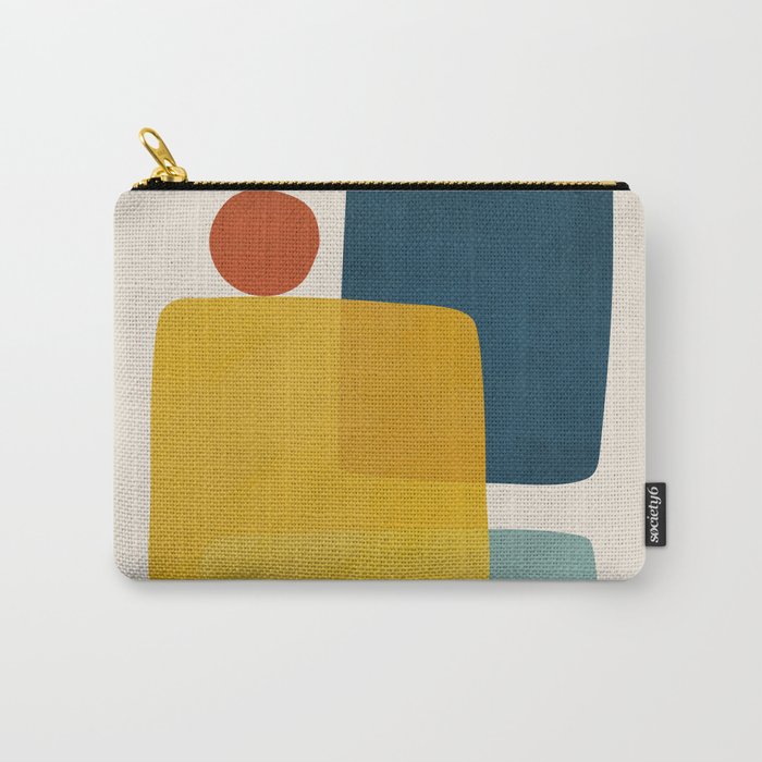 MCM Abstract Shapes Navy Mustard Red I Carry All Pouch Gallery Image 1