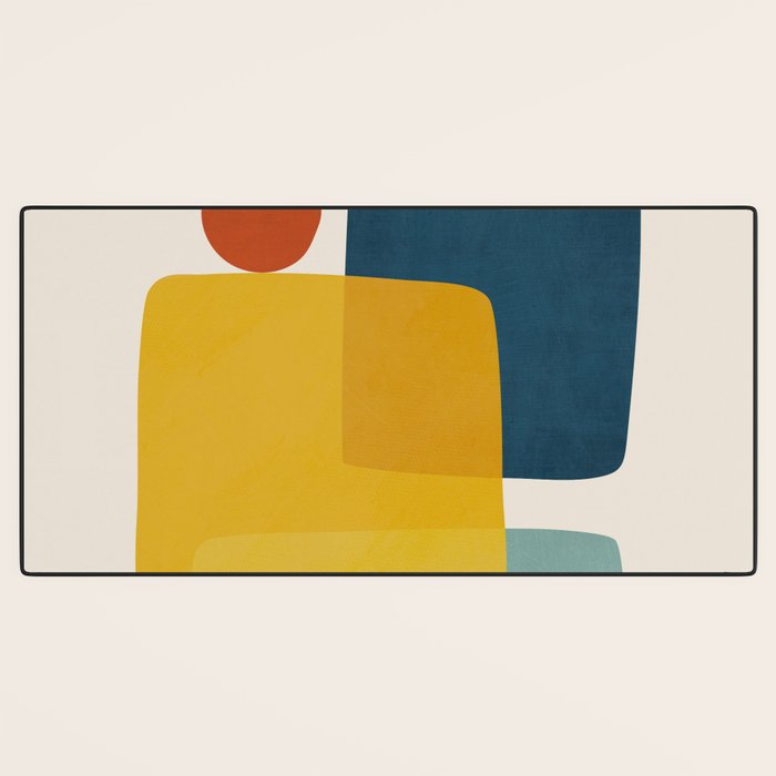 MCM Abstract Shapes Navy Mustard Red I Desk Mat Gallery Image 3