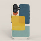 MCM Abstract Shapes Navy Mustard Red I iPhone Case Gallery Image 1