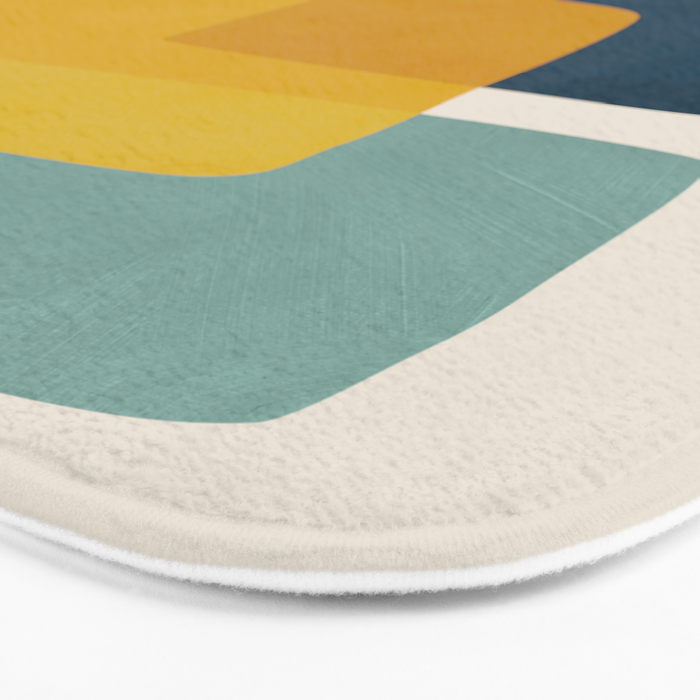 MCM Abstract Shapes Navy Mustard Red I Bath Mat Gallery Image 3