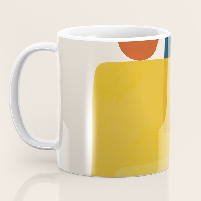 MCM Abstract Shapes Navy Mustard Red I Coffee Mug Gallery Image 3