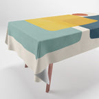 MCM Abstract Shapes Navy Mustard Red I Tablecloth Gallery Image 1