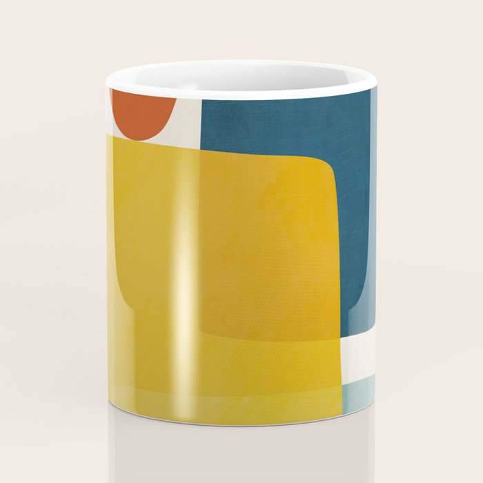MCM Abstract Shapes Navy Mustard Red I Coffee Mug Gallery Image 4