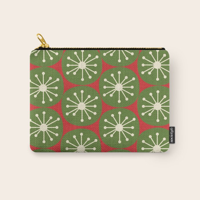 Atomic Christmas Dots in Retro Green, Cream, and Xmas Red  Carry All Pouch Gallery Image 1