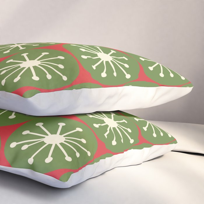 Atomic Christmas Dots in Retro Green, Cream, and Xmas Red  Pillow Sham Gallery Image 3