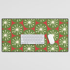 Atomic Christmas Dots in Retro Green, Cream, and Xmas Red  Desk Mat Gallery Image 1