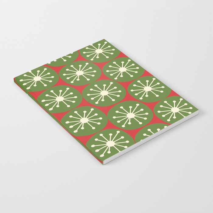 Atomic Christmas Dots in Retro Green, Cream, and Xmas Red  Notebook Gallery Image 2