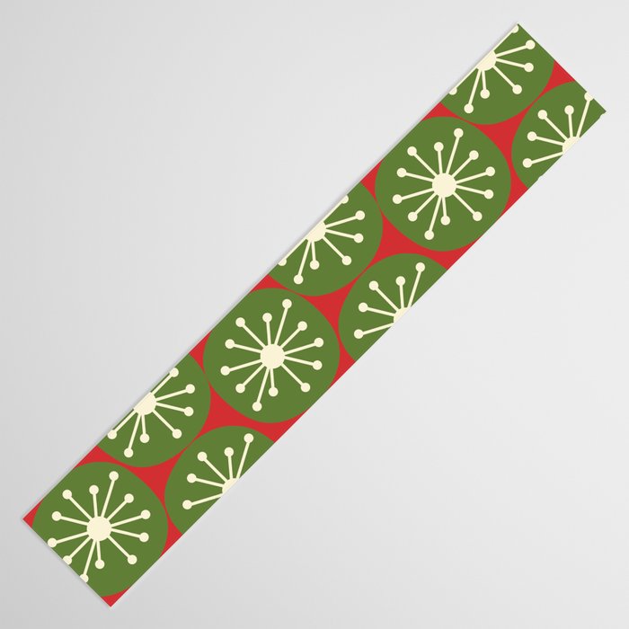 Atomic Christmas Dots in Retro Green, Cream, and Xmas Red  Table Runner Gallery Image 3