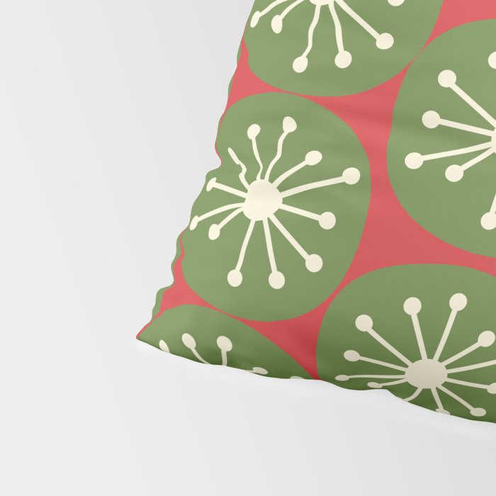 Atomic Christmas Dots in Retro Green, Cream, and Xmas Red  Pillow Sham Gallery Image 4
