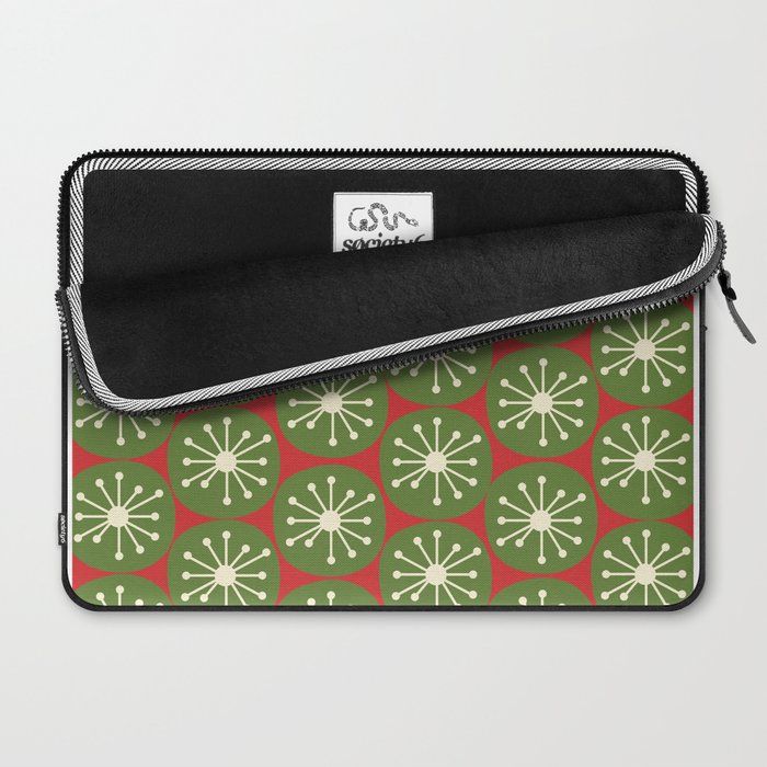 Atomic Christmas Dots in Retro Green, Cream, and Xmas Red  Laptop Sleeve Gallery Image 2
