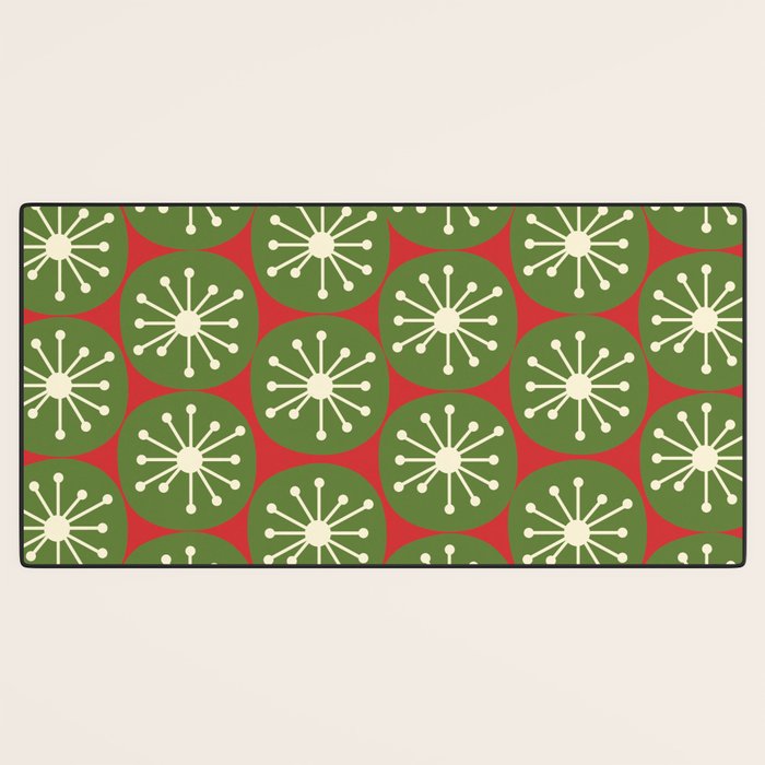 Atomic Christmas Dots in Retro Green, Cream, and Xmas Red  Desk Mat Gallery Image 3