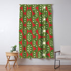 Atomic Christmas Dots in Retro Green, Cream, and Xmas Red  Window Curtain Gallery Image 5