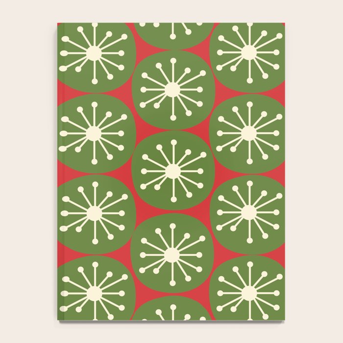Atomic Christmas Dots in Retro Green, Cream, and Xmas Red  Notebook Gallery Image 4